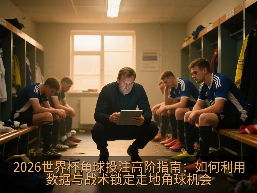 绿茵场上的足球角球旗，背景是专业的体育场看台